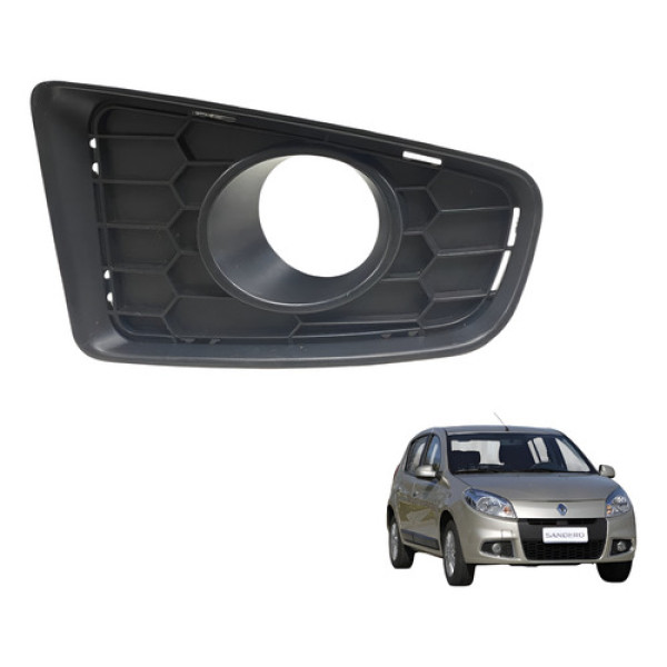 Moldura Grade Farol Milha Esquerdo Renault Sandero 2008 2013