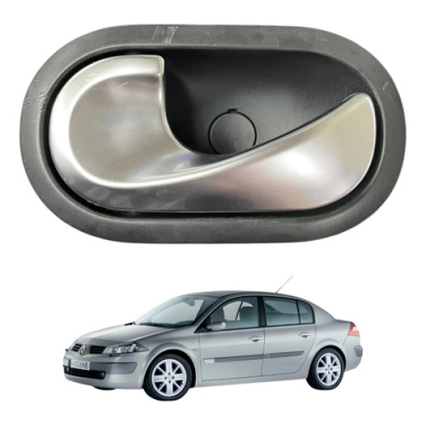 Macaneta Interna Esquerda Renault Megane 2007 2008 Dynamique Prateado Dianteira/traseira Peça 2